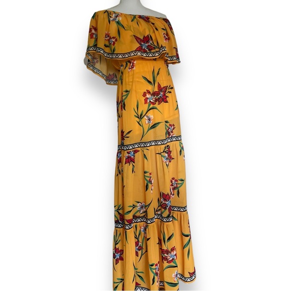 LuLu’s NWOT Tropical Paradise Floral Off Shoulder Ruffled Maxi Dress Sz Small - Picture 6 of 16